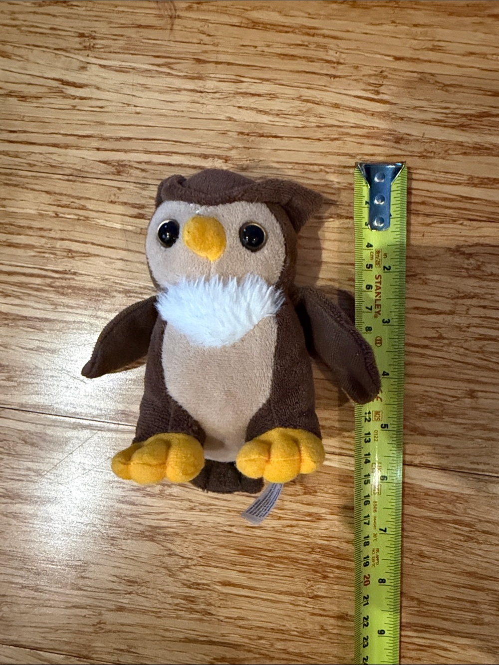 Plush In A Rush Owl Small Pet Toy in Brown, Cream and Yellow